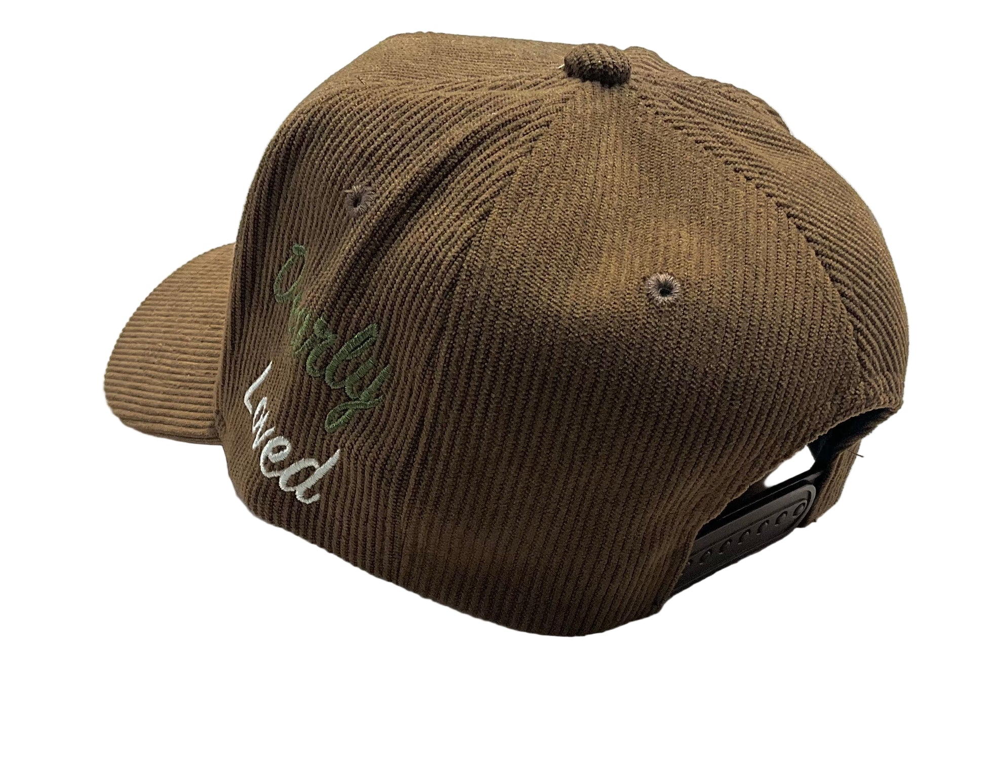 Brown cap with 'Dearly Loved' text on a white background